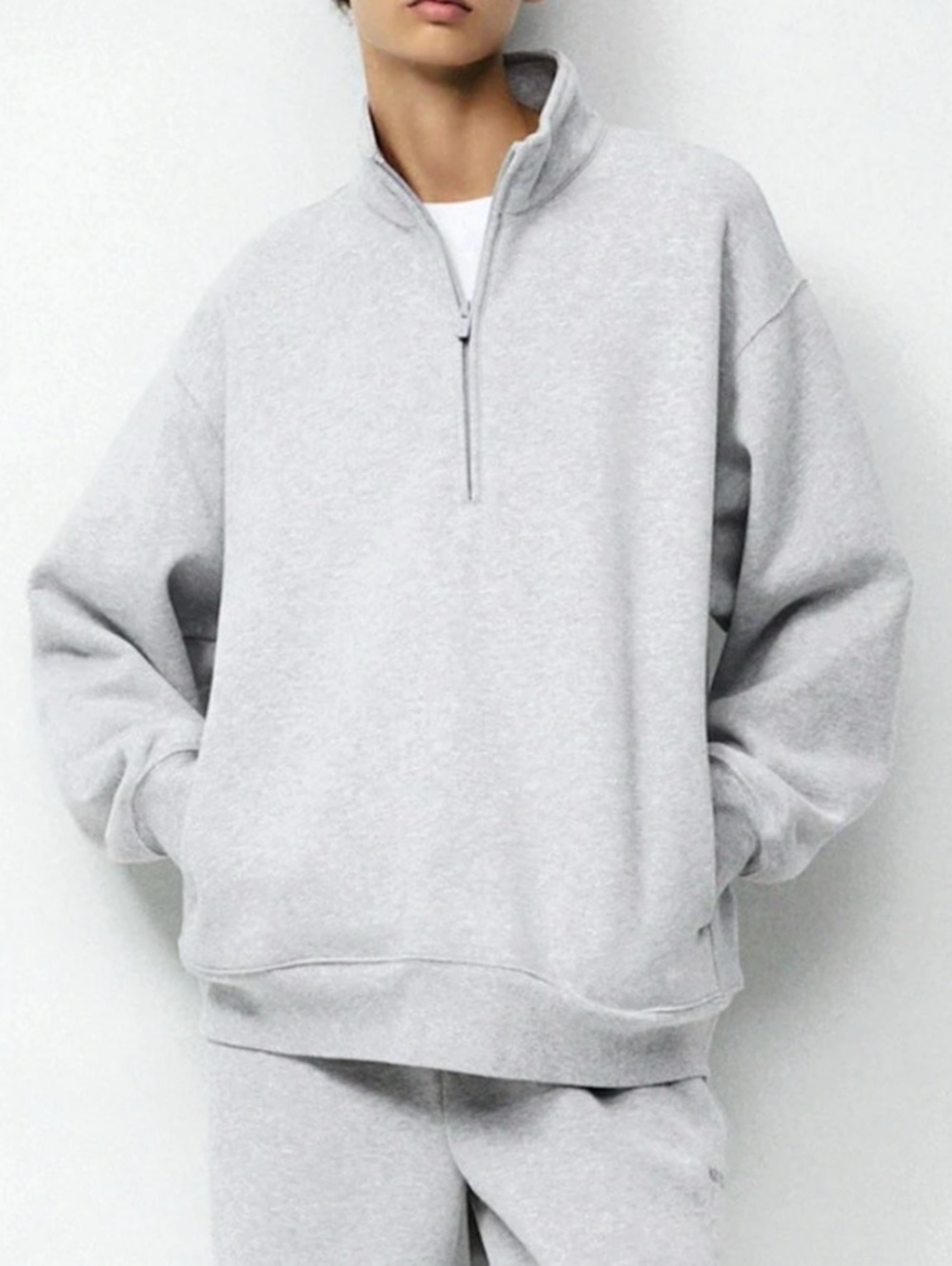 Tna Cozy Fleece Mega Half Zip Sweatshirt Gray